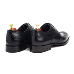 Load image into Gallery viewer, mens black leather toe wing brogue oxford dress shoe, office &amp; formal party wear - Feetique Footwea
