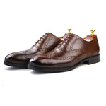 Load image into Gallery viewer, mens brown leather toe wing brogue oxford dress shoe, office &amp; formal party wear - Feetique Footwea
