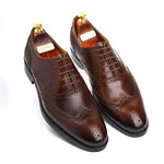 Load image into Gallery viewer, mens brown leather toe wing brogue oxford dress shoe, office &amp; formal party wear - Feetique Footwea
