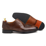Load image into Gallery viewer, mens brown leather toe wing brogue oxford dress shoe, office &amp; formal party wear - Feetique Footwea
