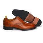 Load image into Gallery viewer, mens tan leather toe wing brogue oxford dress shoe, office &amp; formal party wear - Feetique Footwea
