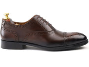 mens brown leather brogue oxford dress shoe, office & formal party wear - Feetique Footwea