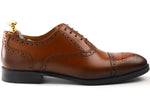 Load image into Gallery viewer, mens tan leather brogue oxford dress shoe, office &amp; formal party wear - Feetique Footwea
