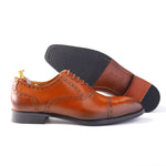 Load image into Gallery viewer, mens tan leather brogue oxford dress shoe, office &amp; formal party wear - Feetique Footwea
