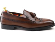 Mens tan genuine leather formal loafer shoes, business & casual party wear - Feetique Footwea