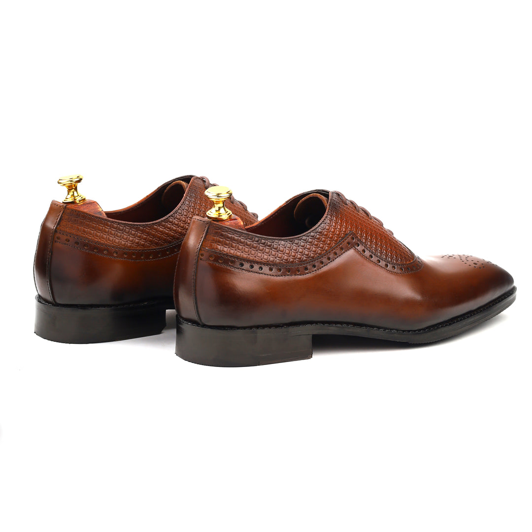 Mens tan crust leather dress oxford shoes, office & casual party wear - Feetique Footwea