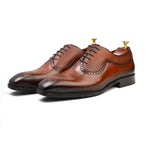 Load image into Gallery viewer, Mens tan crust leather dress oxford shoes, office &amp; casual party wear - Feetique Footwea
