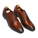 Load image into Gallery viewer, Mens tan crust leather dress oxford shoes, office &amp; casual party wear - Feetique Footwea
